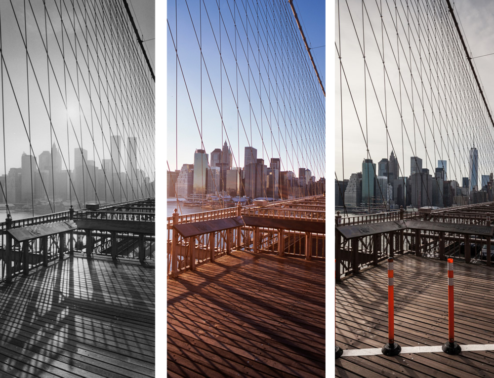 New York before and after - from Brooklyn Bridge