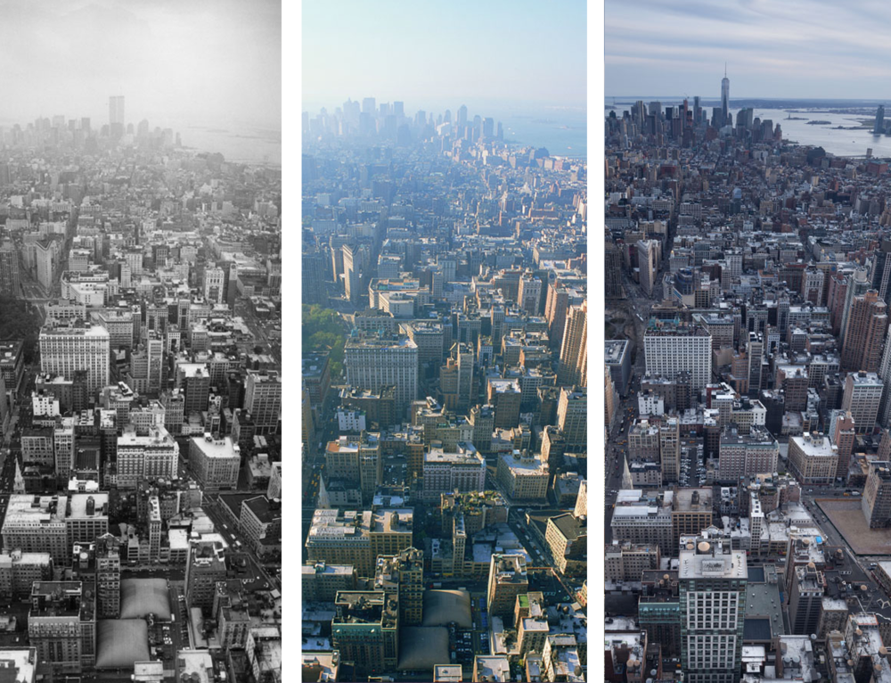 New York before and after - from Empire State Building